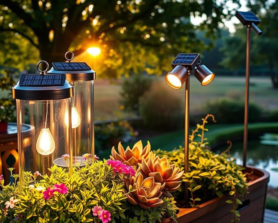 Solar-Powered Lighting Fixtures for Container Gardens Solar-Powered Lighting Fixtures for Container Gardens