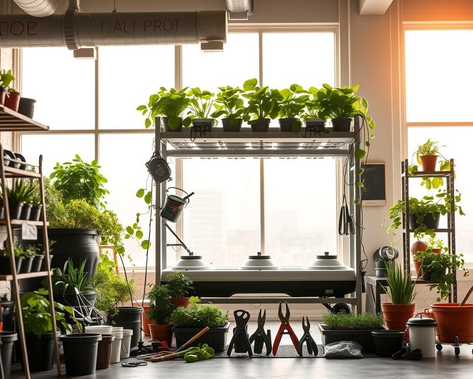 Vertical Gardening Equipment Setup